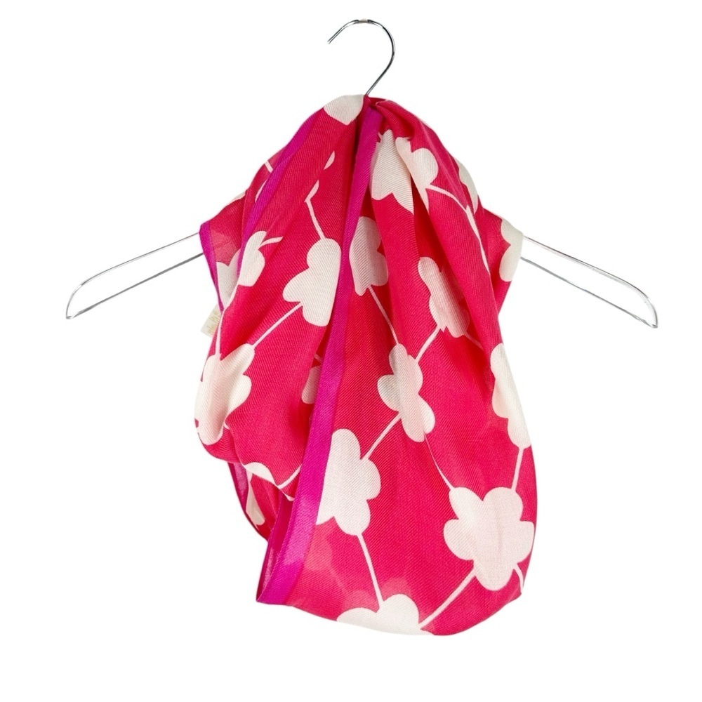 KATE SPADE Logo Floral Printed Cashmere Blend Lightweight Infinity Scarf Pinks